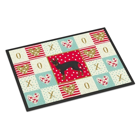 Carolines Treasures 18 x 27 in. English Toy Terrier No.2 Love Indoor or Outdoor Mat CK5833MAT